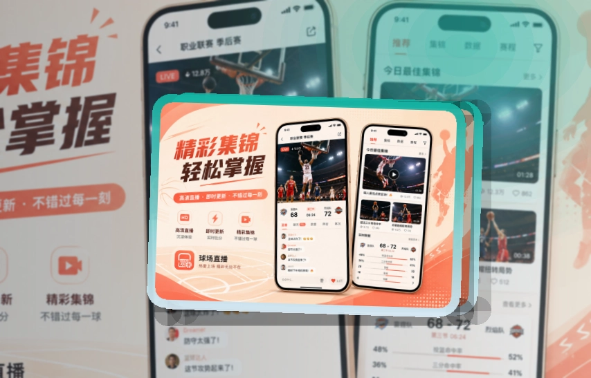 斜切下载区 · 移动观赛入口 · 网页版也能继续看界面展示